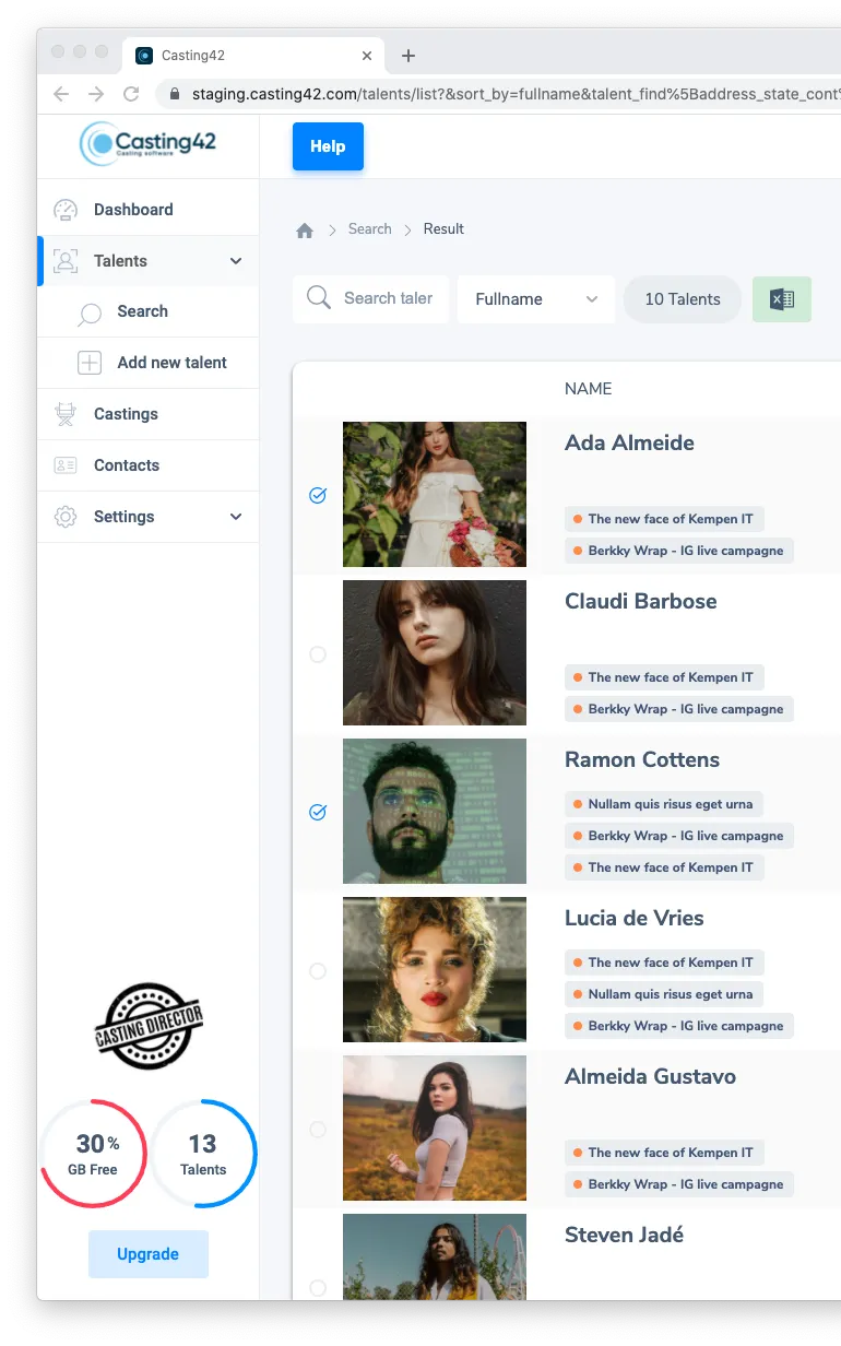 Strumenti per il direttore del casting